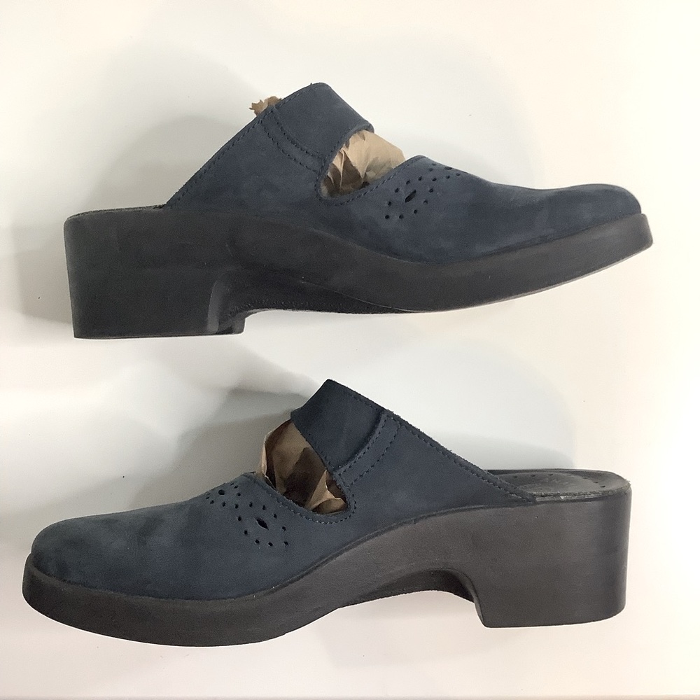 Fly Flot Blue Anatomic Italian Anti-Shock Mary Jane Mules Women 7.5-8/ EUR 38 - Picture 2 of 10